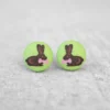 Rachel O's - Chocolate Easter Bunny Fabric Button Earrings Jewelry