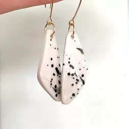Grounded Ceramics Black Splattered Triangle Earring Jewelry 3 Grounded Ceramics Black Splattered Triangle Earring Jewelry
