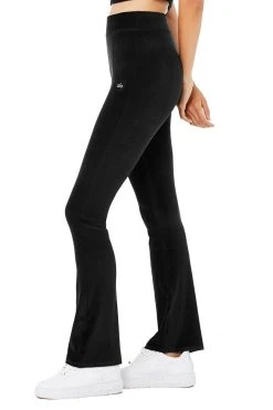 Alo Bottoms Women's Velour Flare Pant | Black