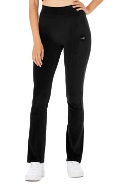 Alo Bottoms Women's Velour Flare Pant | Black