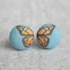 Rachel O's - Butterfly Wings Fabric Button Earrings Jewelry