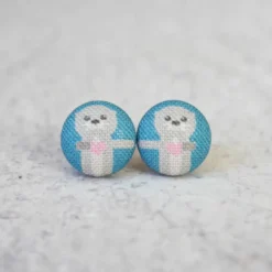 Rachel O's -Otter Fabric Button Earrings Jewelry