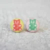 Rachel O's - Gummy Bear Fabric Button Earrings 2 Rachel O's - Gummy Bear Fabric Button Earrings