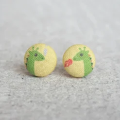 Rachel O's Accessories & Sundries Dragons Fabric Button Earrings