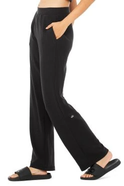 Alo Bottoms Women's Waffle Pleasant Pant | Black