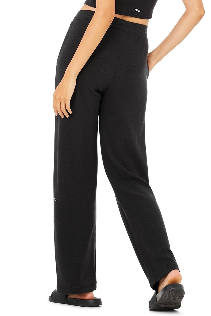 Alo Bottoms Women's Waffle Pleasant Pant | Black 5 Alo Bottoms Women's Waffle Pleasant Pant | Black