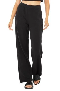 Alo Bottoms Women's Waffle Pleasant Pant | Black